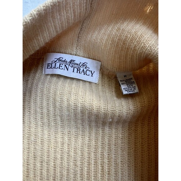 Yellow Cardigan Linda Allard Ellen Tracy Open Sweater Medium Wool/Angora - Picture 5 of 12